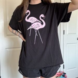Vintage Flamingo Black Graphic Tee